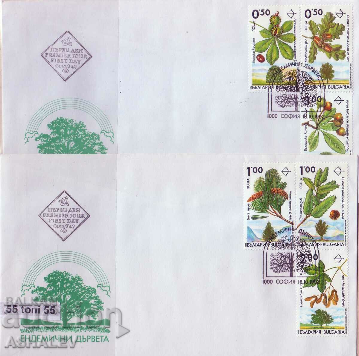 1992. Flora. Copaci endemici.6 mărci- 2 FDC