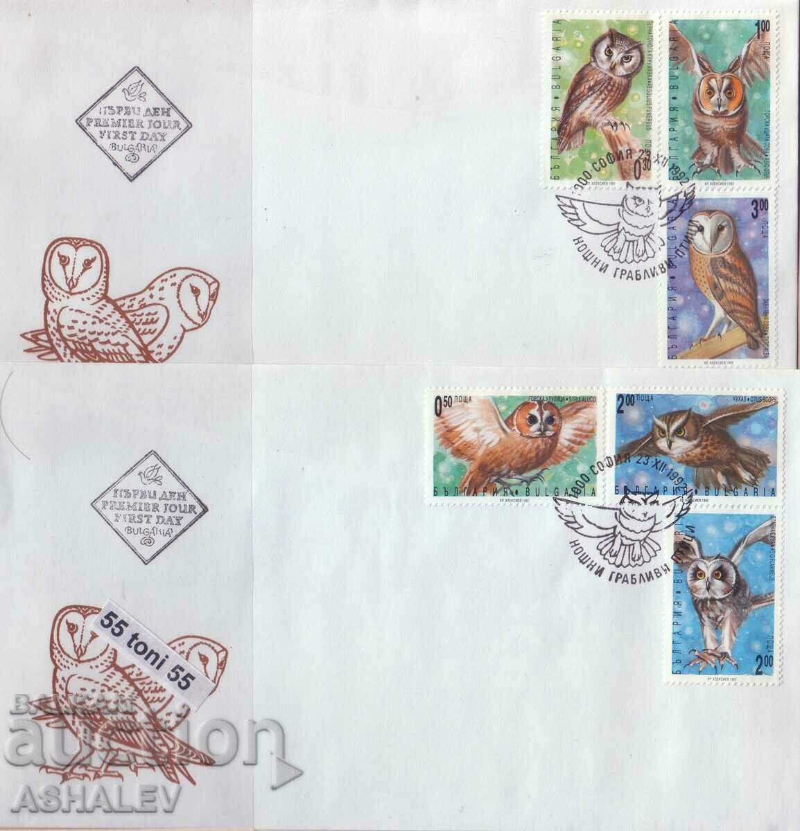 1992 Fauna-Păsări de pradă 6 timbre- 2 FDC