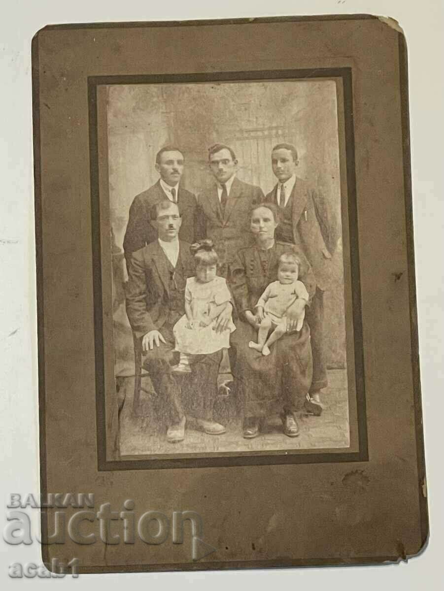 Old cardboard photo Family