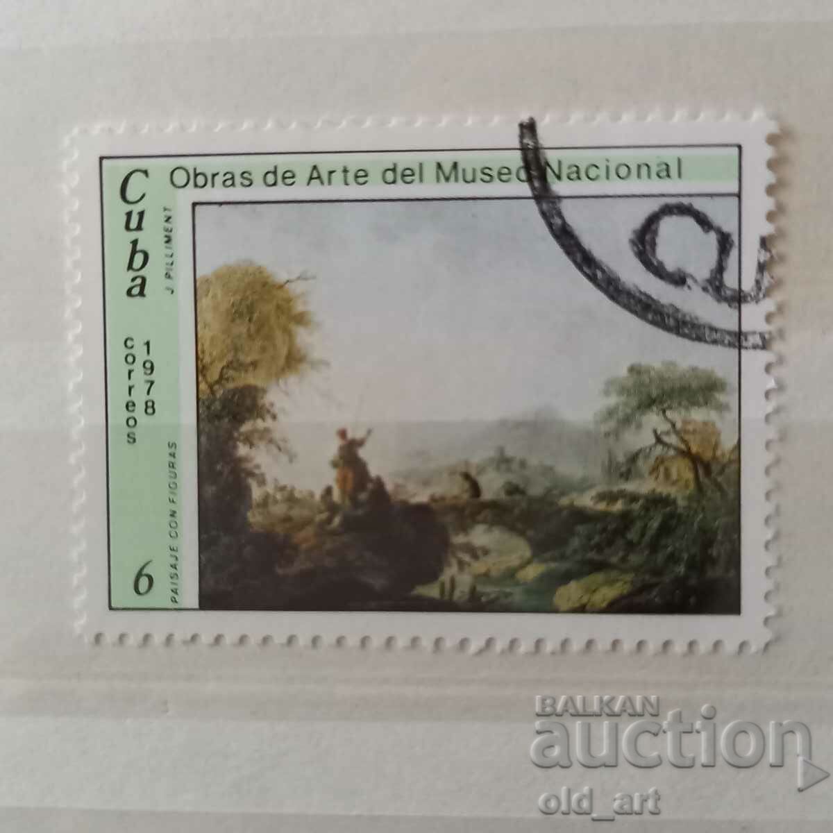 Timbră poștală - Cuba, Tablouri, Poduri