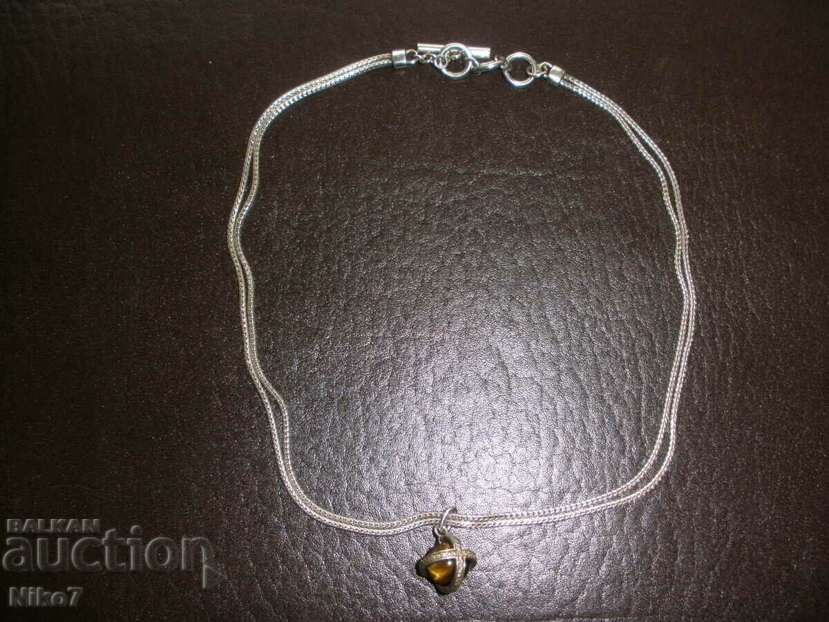 Silver women's necklace ESPRIT+tiger's eye.