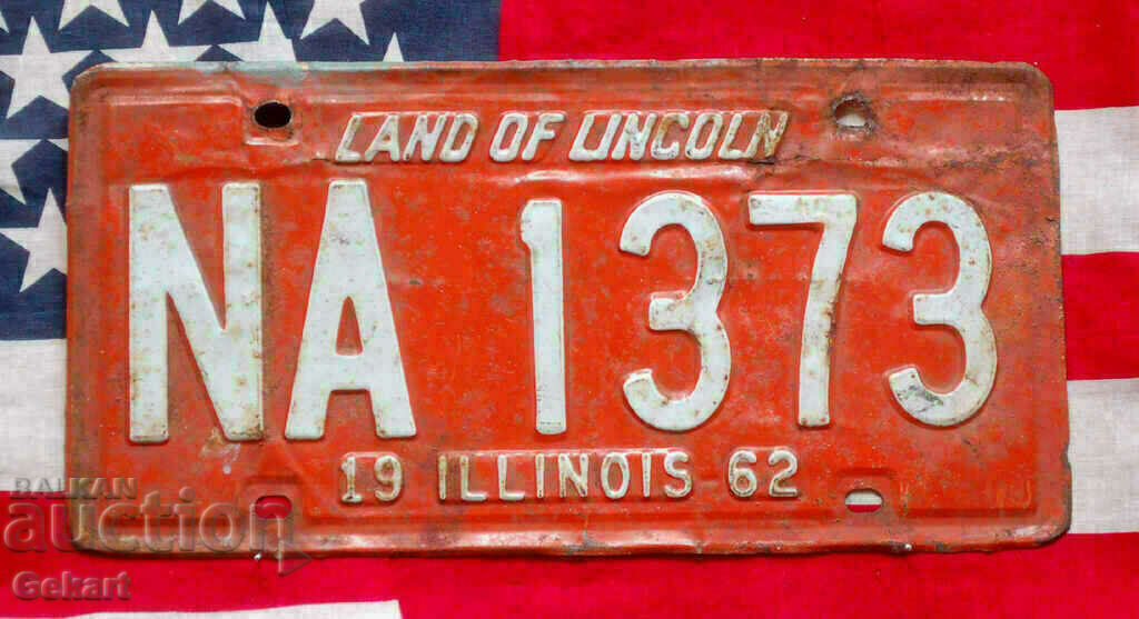 US License Plate ILLINOIS 1962