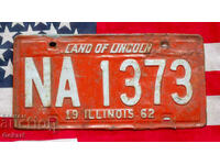 US License Plate ILLINOIS 1962