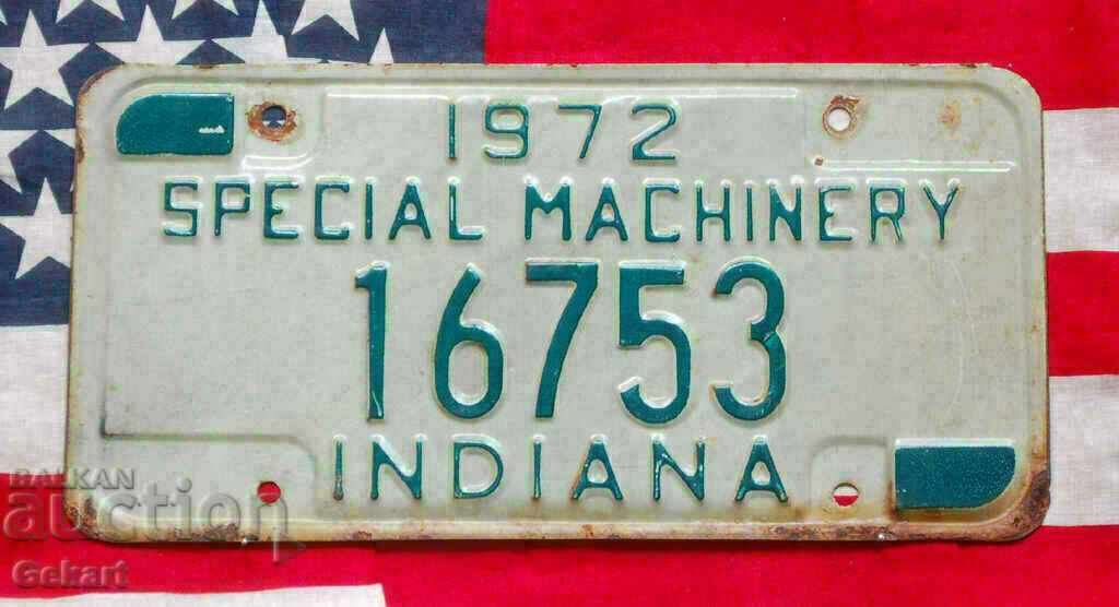 US License Plate INDIANA 1972