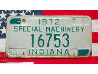 Американски регистрационен номер Табела INDIANA 1972