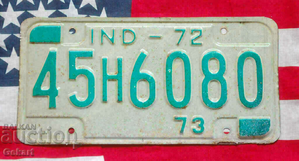 US License Plate INDIANA 1972
