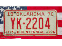 US License Plate OKLAHOMA 1976