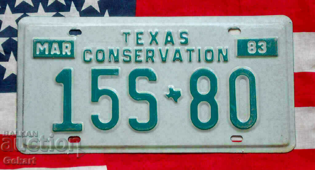 Американски регистрационен номер Табела TEXAS 1983