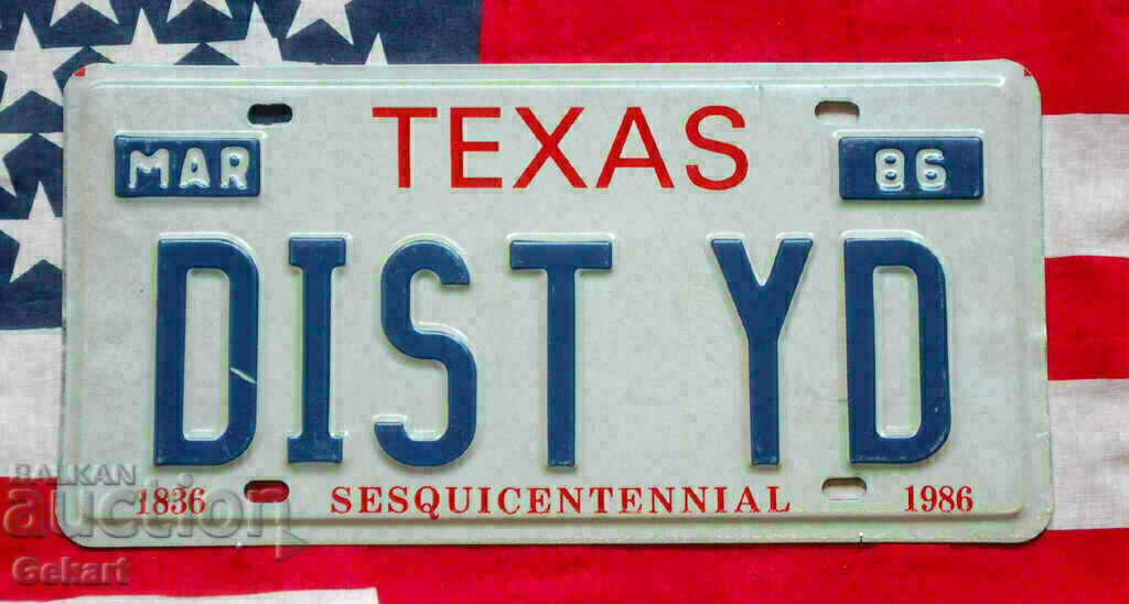 American license plate Plate TEXAS 1986