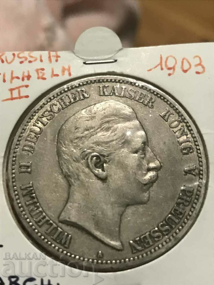 Germany Prussia 5 Marks 1903 Wilhelm ll Silver with price 119.00 BGN | € 60.84 Germany Prussia 5 Marks 1903 Wilhelm ll Silver with price 119.00 BGN | € 60.84