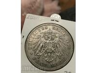 Германия Прусия 5 марки 1903 Вилхелм ll сребро