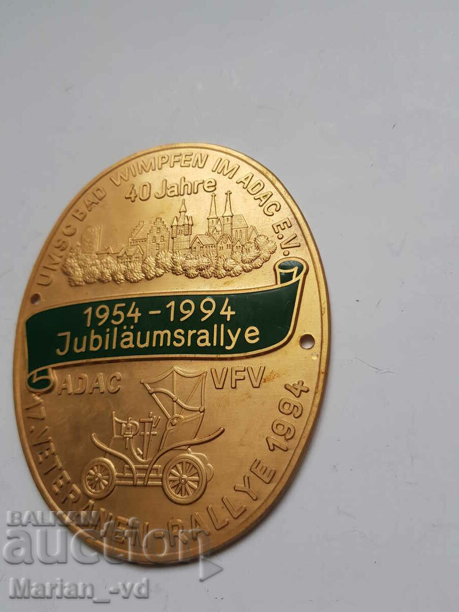 Auction Bronze plaque from a car German vintage parade Auction Bronze plaque from a car German vintage parade