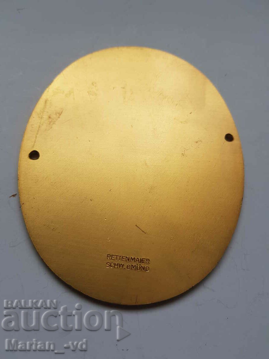 Delivery of Bronze plaque from a car German vintage parade Delivery of Bronze plaque from a car German vintage parade