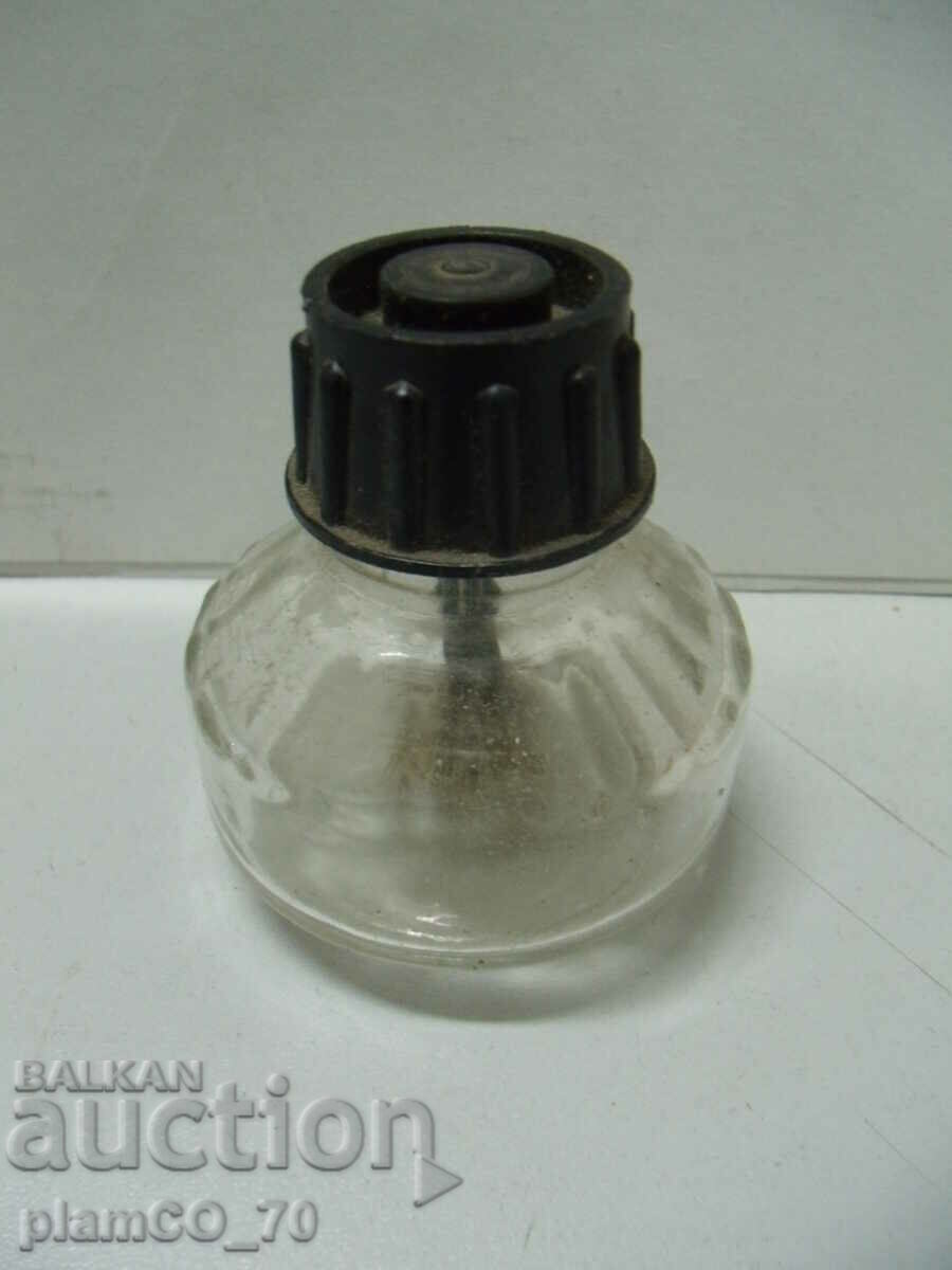 Auction  No.*6671 old glass bottle - with a brush