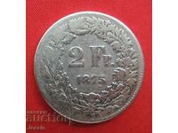 2 Francs 1875 B Switzerland Silver