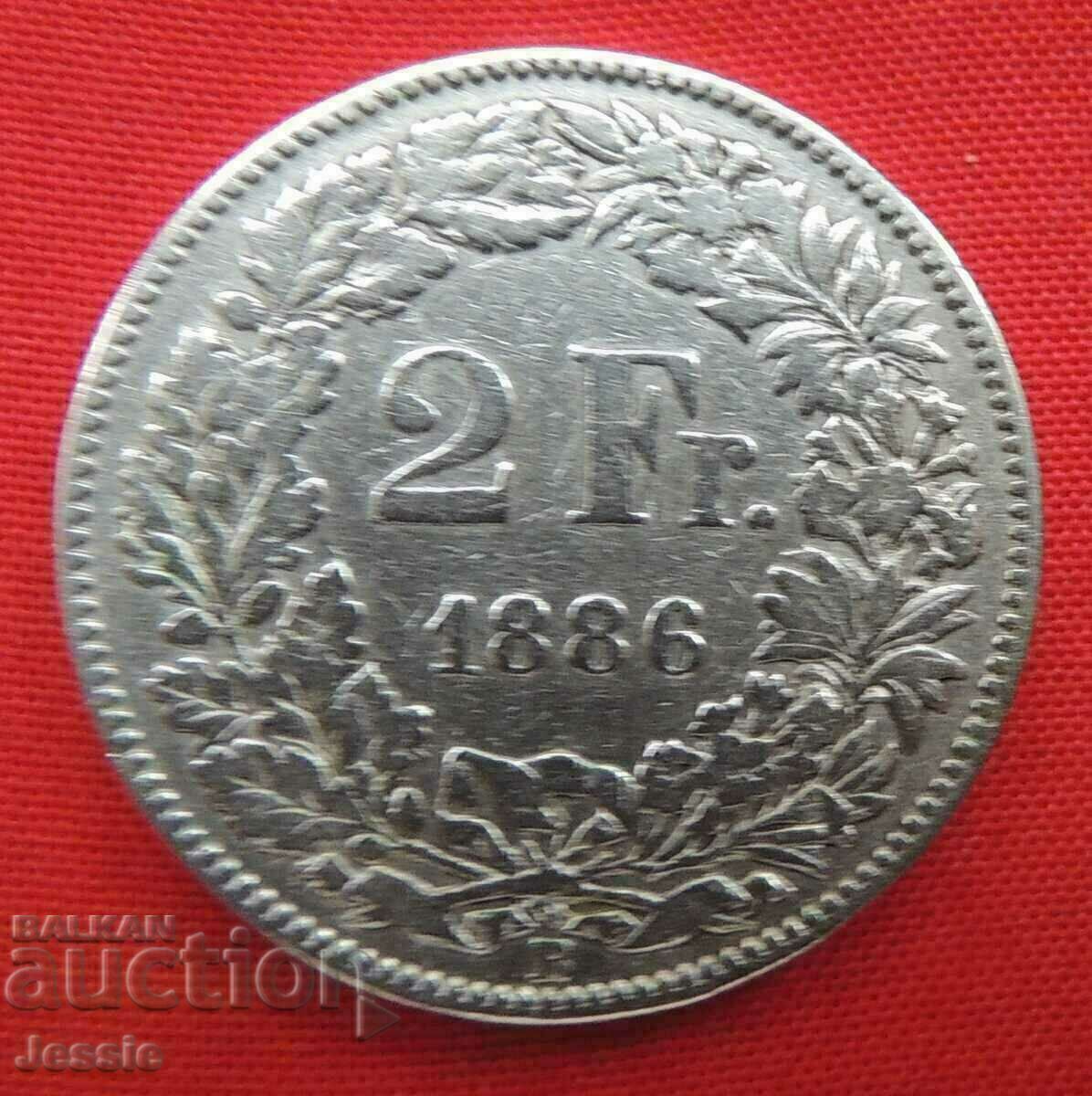 2 Franci 1886 B Elveția Argint