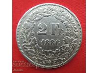2 Franci 1886 B Elveția Argint