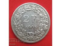 2 Φράγκα 1905 Β Ελβετία Αργυρό