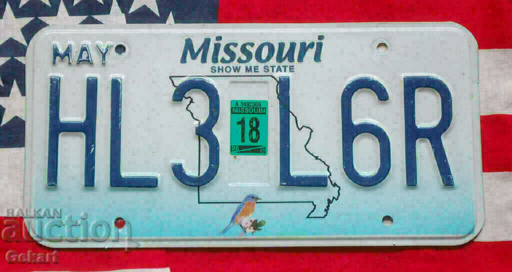 US License Plate Plate MISSOURI