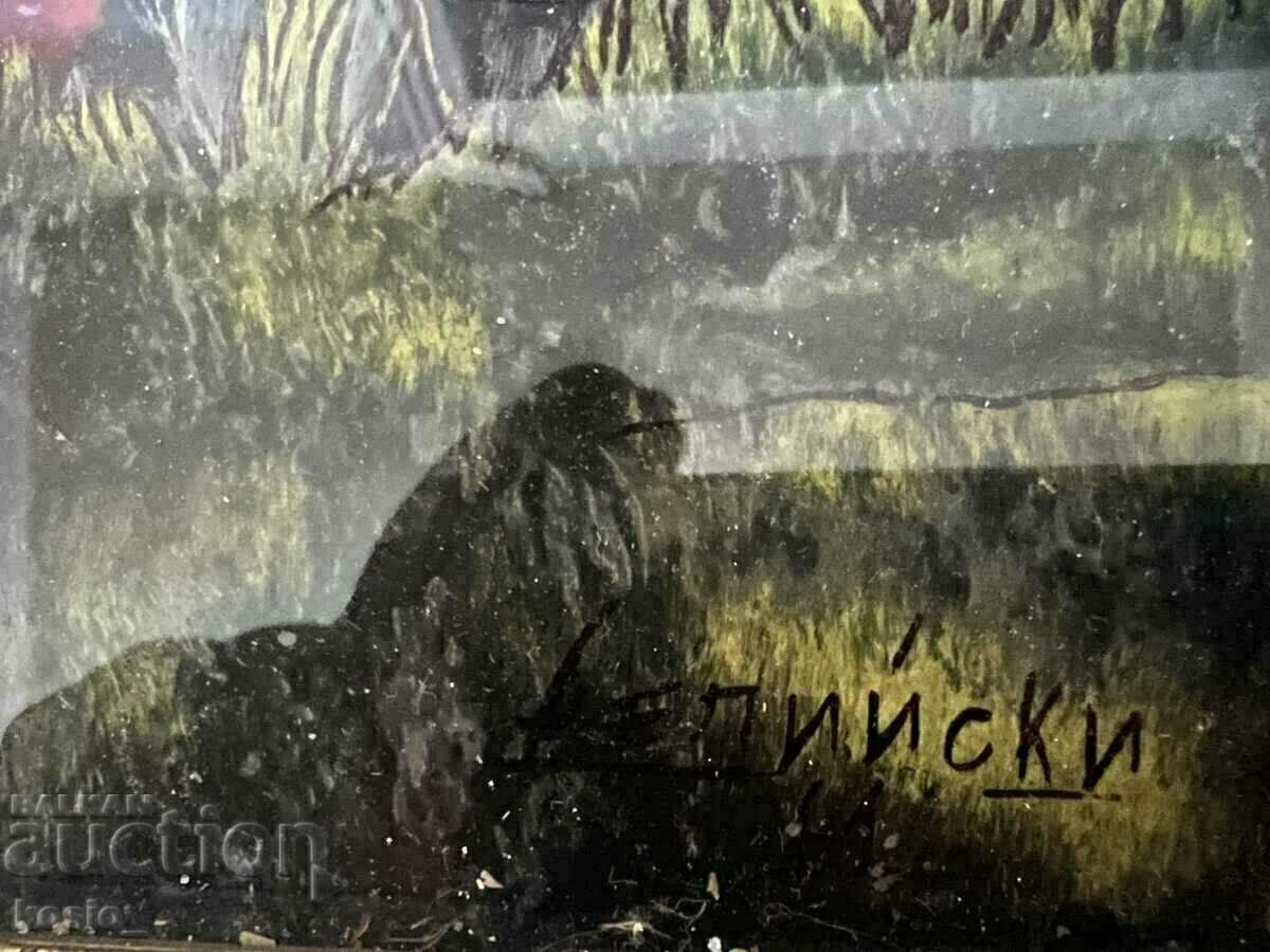 Auction  Old Delian glass painting