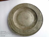 VERY OLD SOLID METAL PLATE WITH INSCRIPTIONS /COLLECTIBLE/