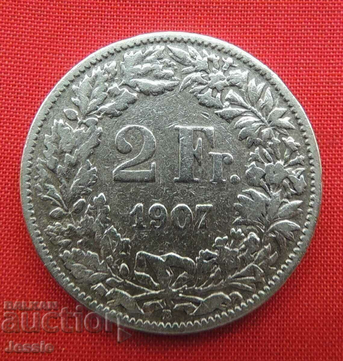 2 Francs 1907 B Switzerland Silver 2 Francs 1907 B Switzerland Silver