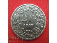 2 Франка 1907 B Швейцария сребро