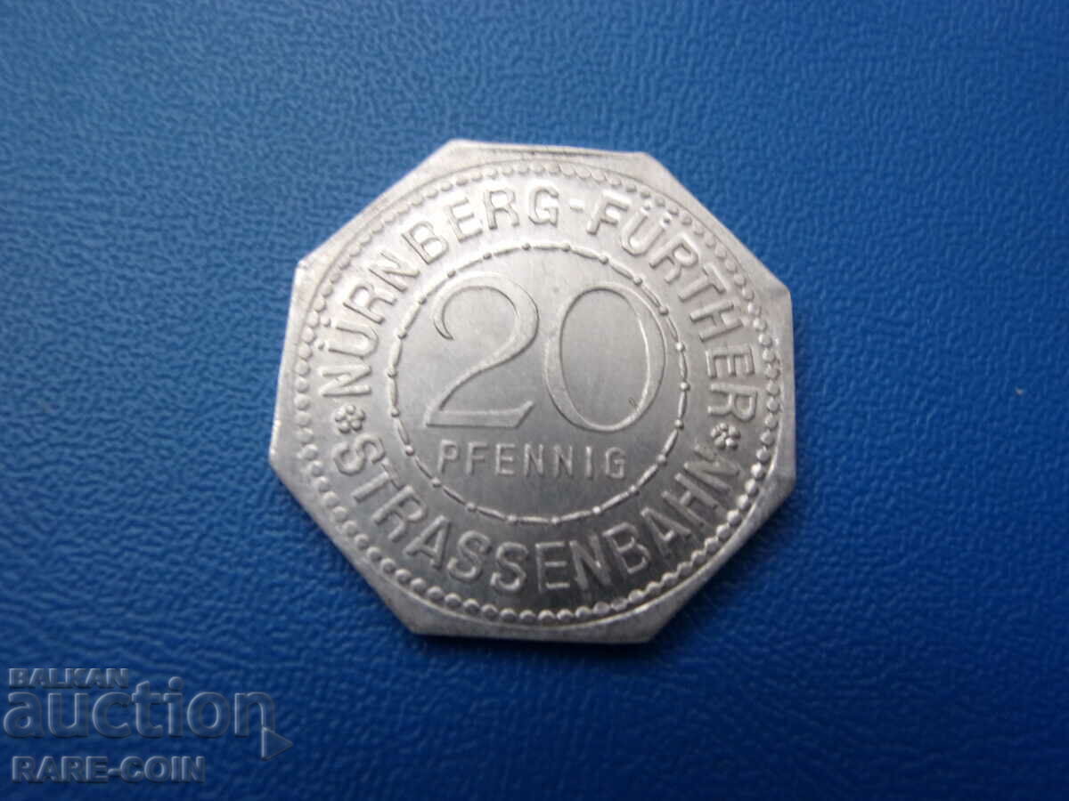 RS(51)   Нюрнберг-Германия  20 Пфенига 1920  UNC  Rare с цена € 7.67 | 15.00 лв.