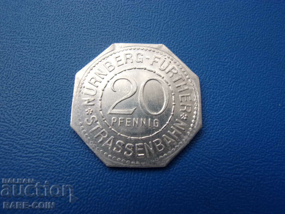 RS(51)   Нюрнберг-Германия  20 Пфенига 1920  UNC  Rare с цена € 7.67 | 15.00 лв.