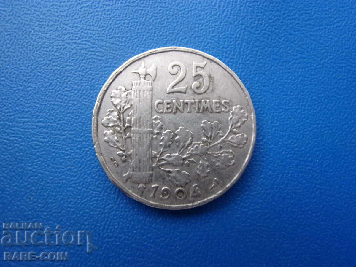 RS(51)   Франция 25  Сантим 1904  Rare с цена € 3.07 | 6.00 лв.