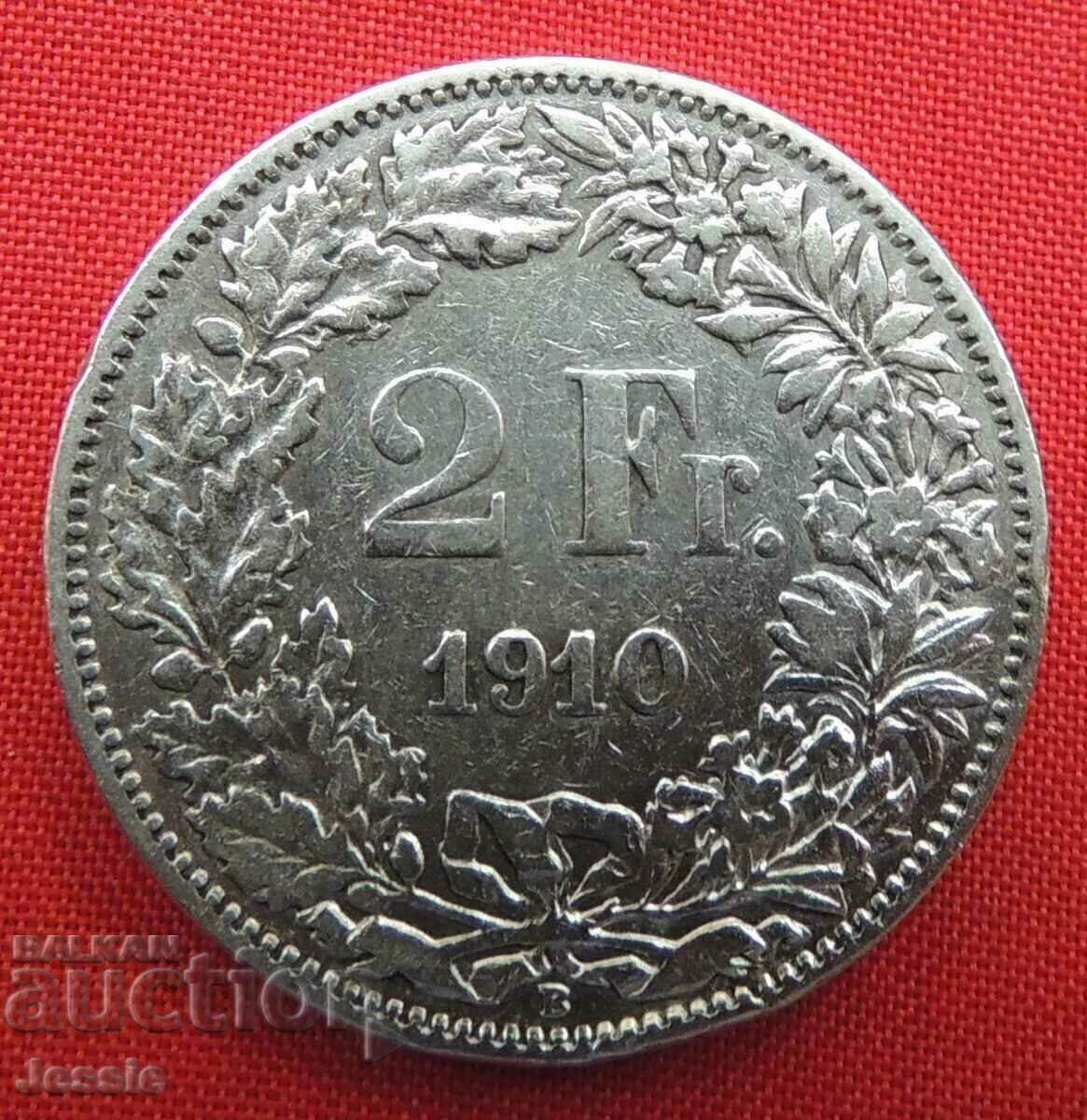 2 Franci 1910 B Elveția Argint