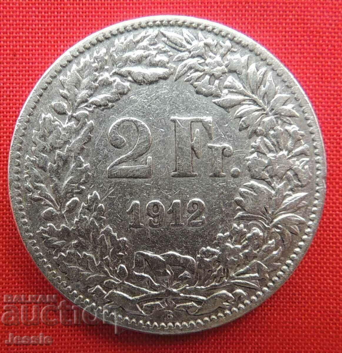 2 Franci 1912 B Elveția Argint