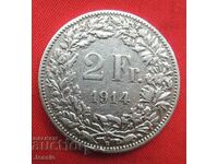 2 Francs 1914 B Switzerland Silver