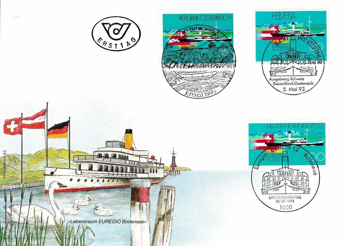 FDC Ships Joint Edition Sweden Germany Austria 1993 with price 5.99 BGN | € 3.06