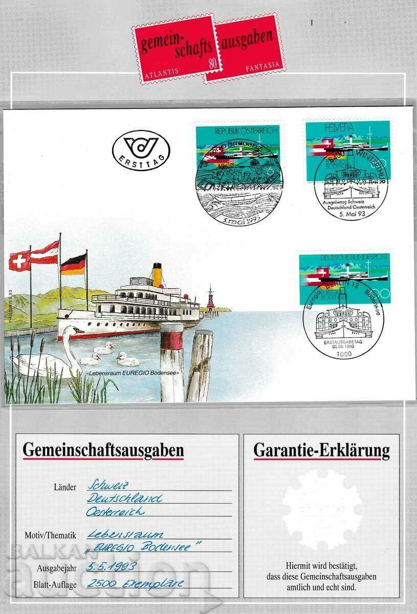 FDC Ships Joint Edition Sweden Germany Austria 1993