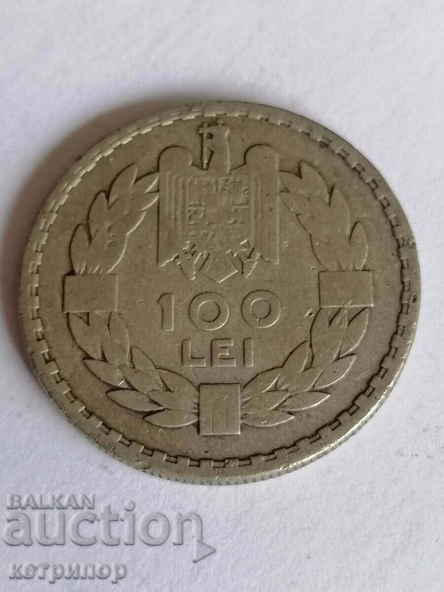 100 lei Romania 1932. Silver