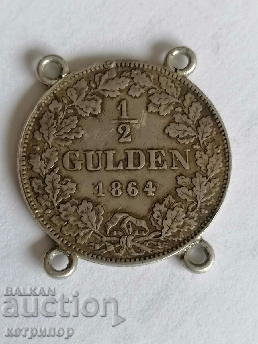 1/2 Gulden Bavaria 1864 Argint Germania