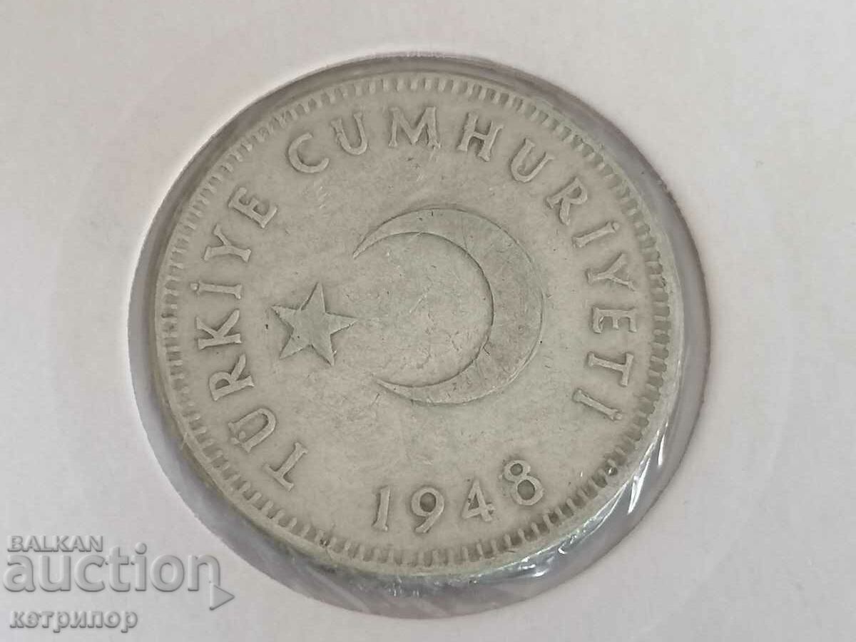 1 лира Турция 1948 г. Сребърна с цена 25.00 лв. | € 12.78 1 лира Турция 1948 г. Сребърна с цена 25.00 лв. | € 12.78