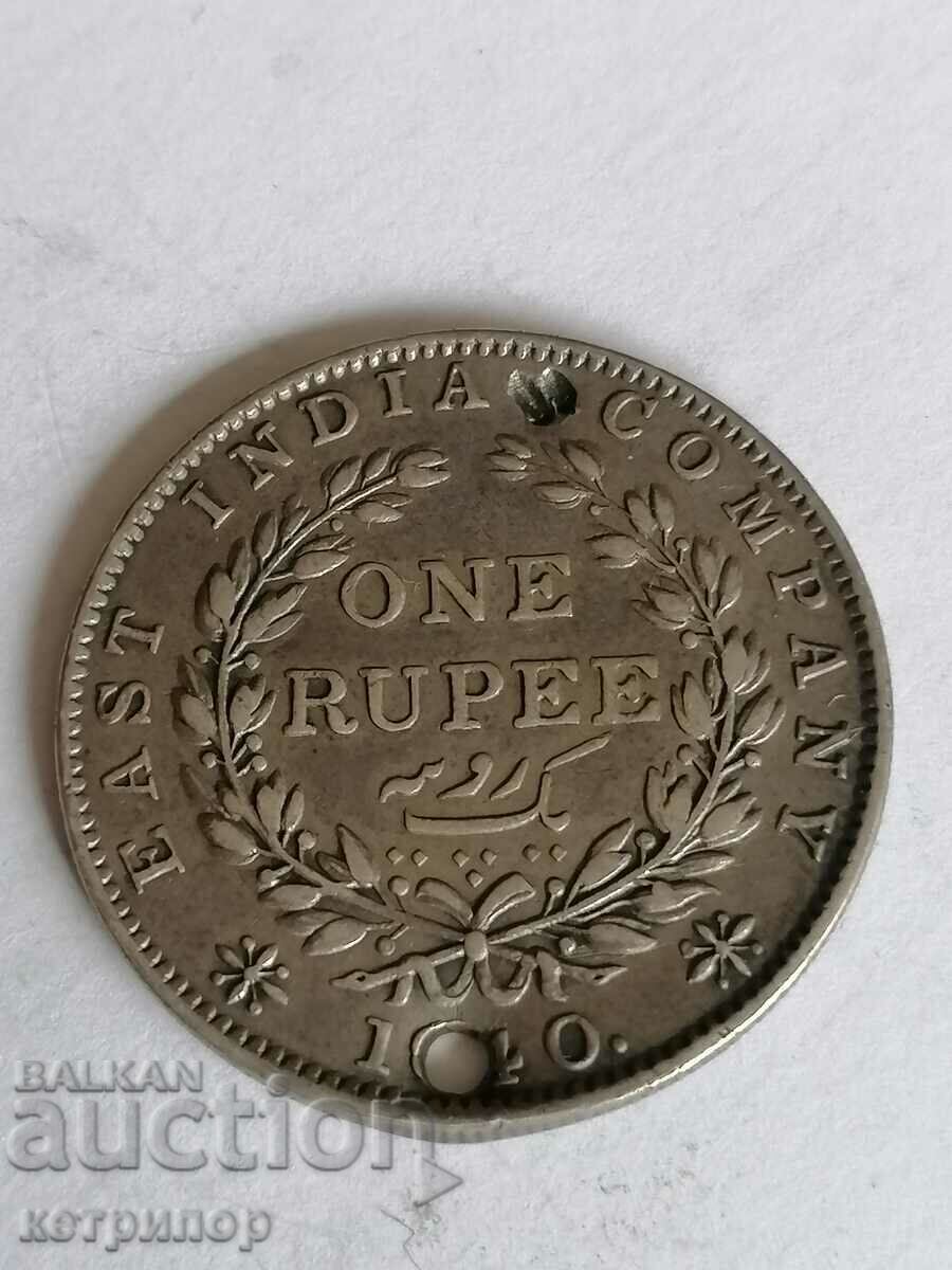 1 rupie India 1840 Argint