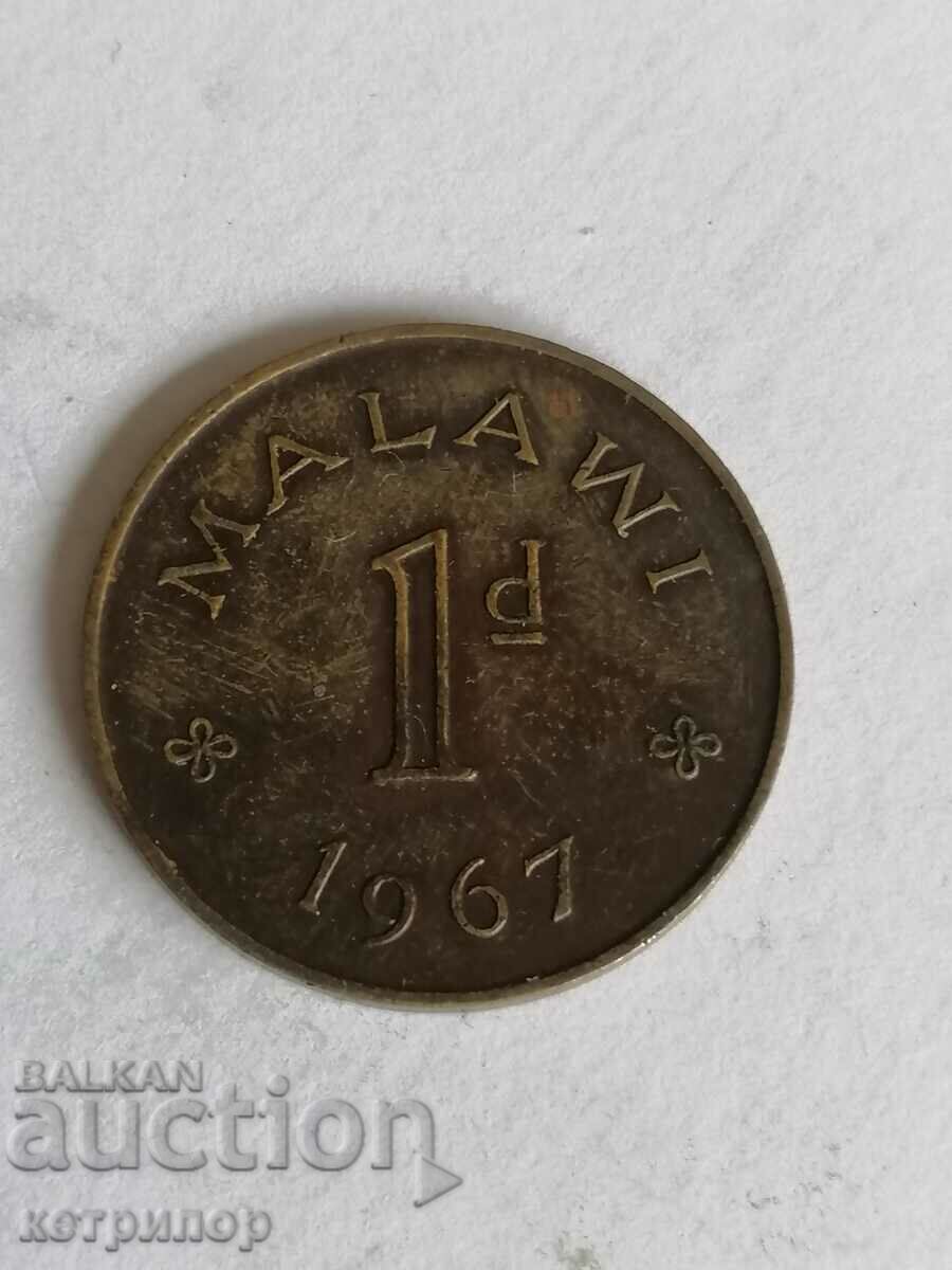 1 пени Малави 1967г. медна