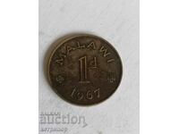 1 penny Malawi 1967 copper