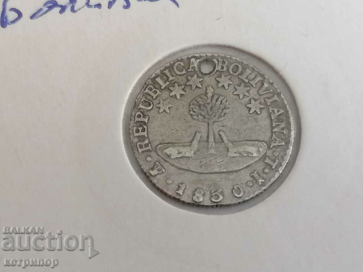 1/2 sol Bolivia 1830. Silver