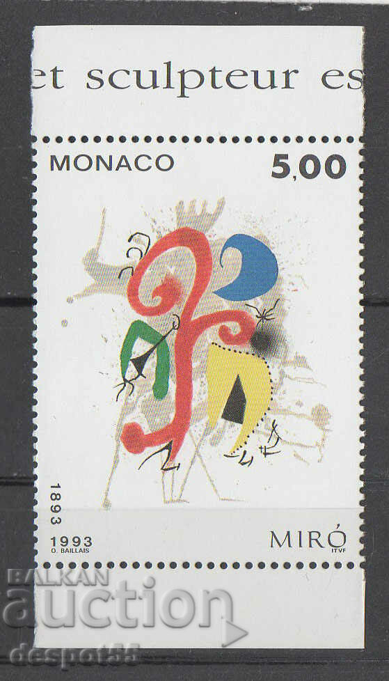 1993. Monaco. 100 years since the birth of Juan Miro - artist.
