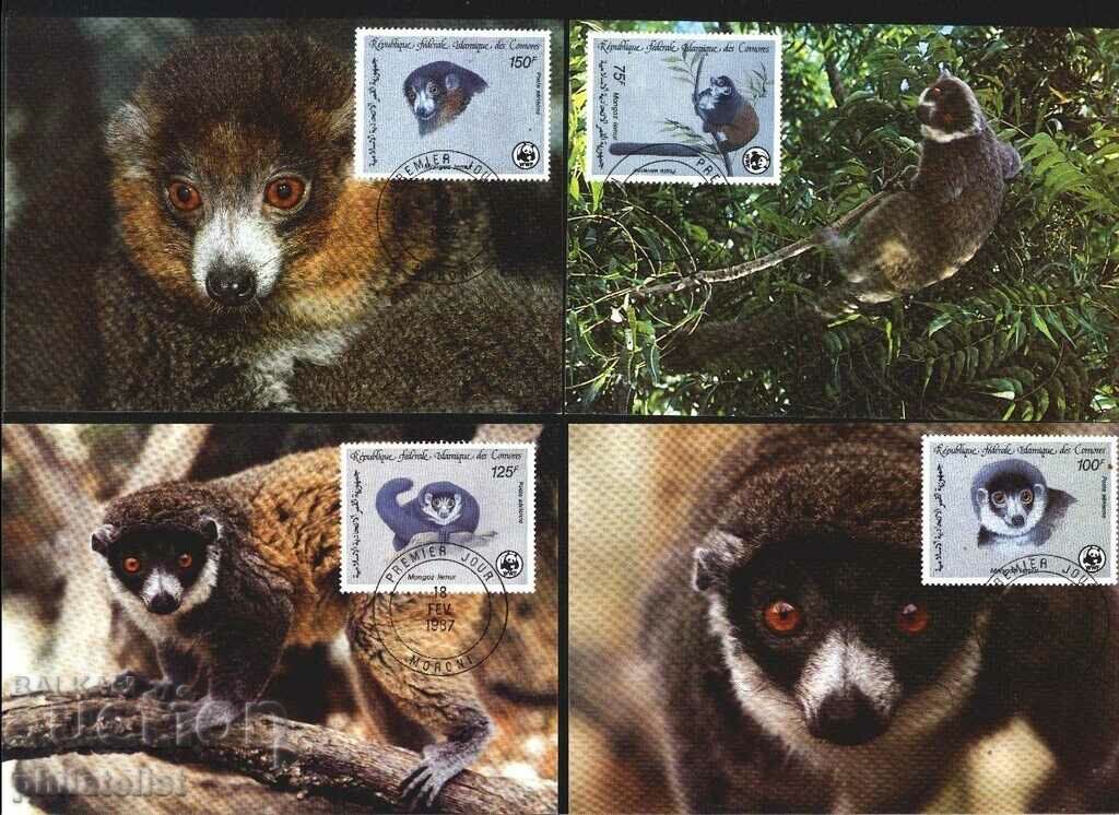 Коморски острови 1987 - 4 броя Карти Максимум - WWF