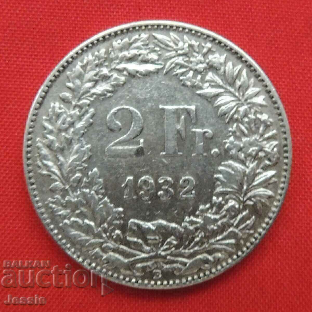 Аукцион 2 Франка 1932 B Швейцария сребро