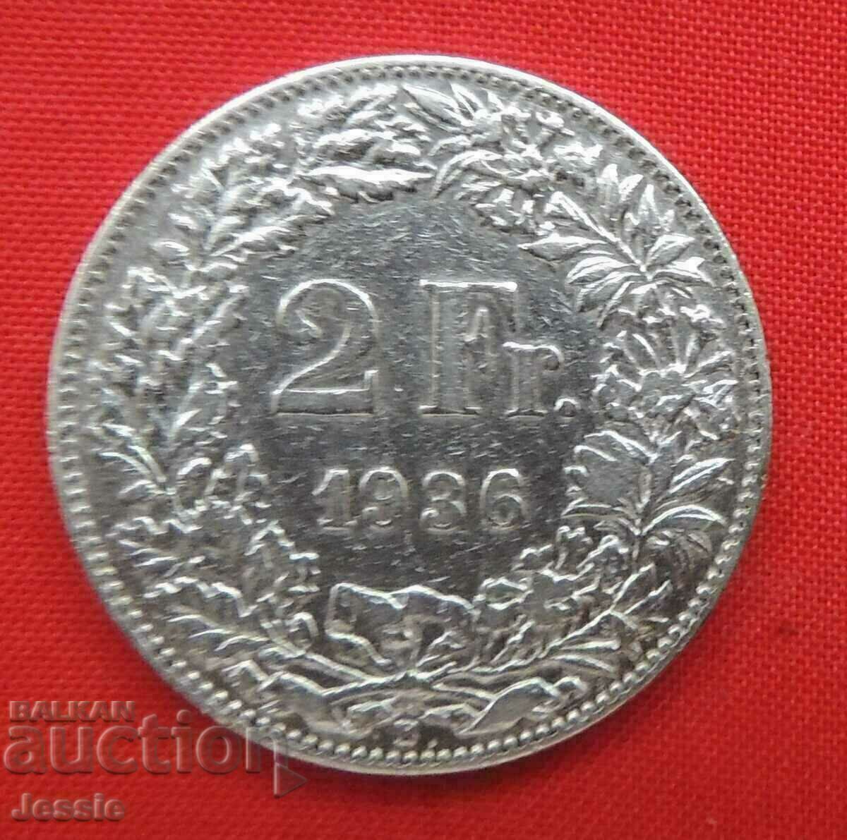 2 Franci 1936 B ELVETIA argint 2 Franci 1936 B ELVETIA argint