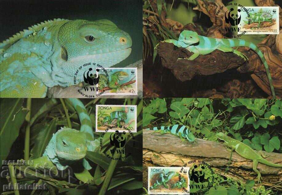 Tonga 1990 - Maxim 4 cărți - WWF
