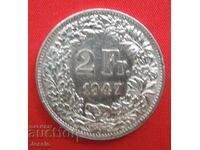 2 Francs 1947 B Switzerland Silver