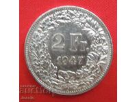 2 Francs 1947 B Switzerland Silver