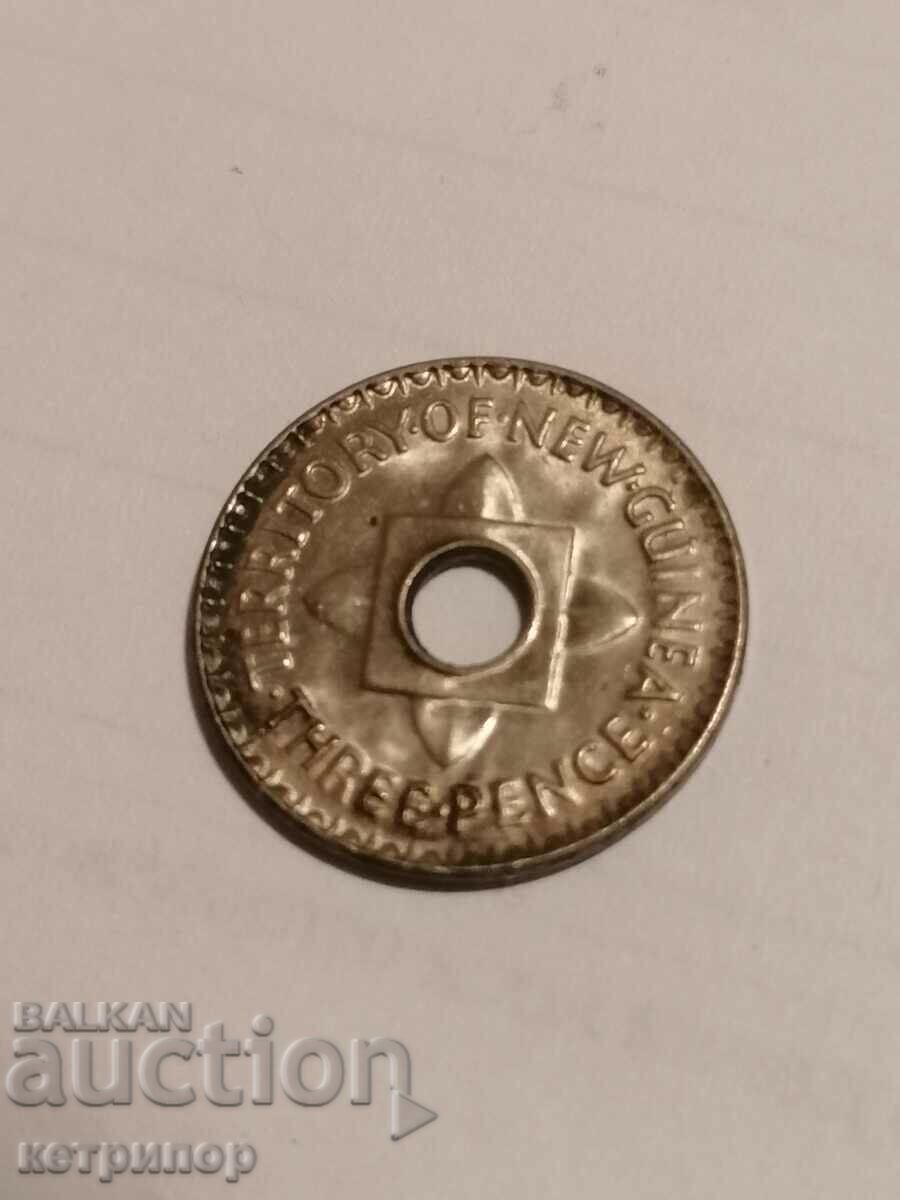 3 pence New Guinea 1944 nickel